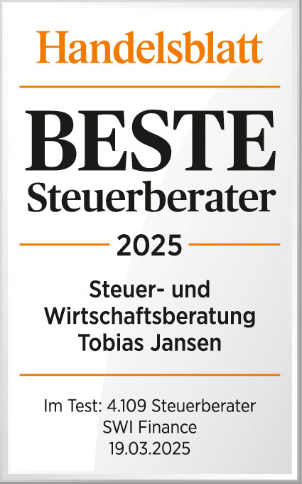 Handelsblatt Auszeichnung: Beste Steuerberater 2025 — Steuer- und Wirtschaftsberatung Tobias Jansen